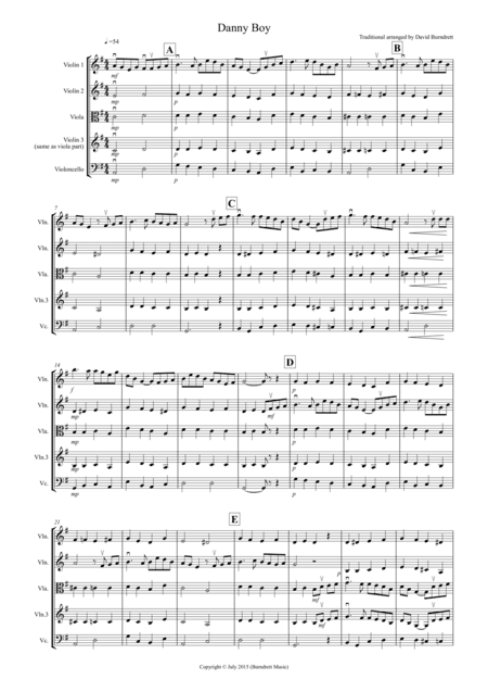 Danny Boy for Sting Quartet (arr. David Burndrett)