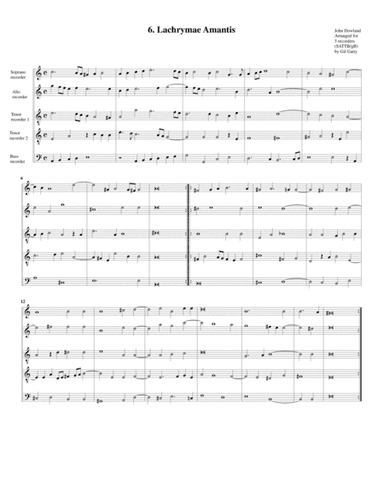 Lachrimae amantis (6, 1604) (arrangement for 5 recorders) (arr. Gil Garty)