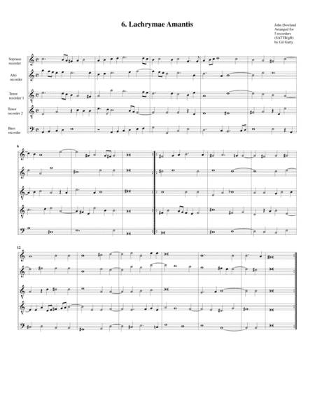 Lachrimae amantis (6, 1604) (arrangement for 5 recorders) (arr. Gil Garty)