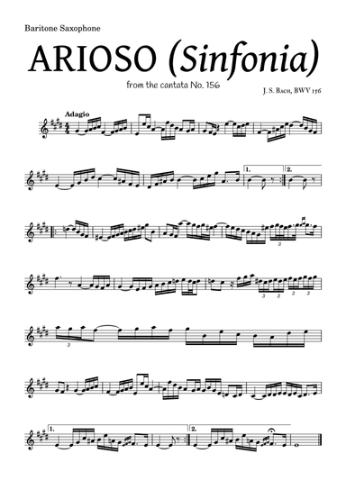 ARIOSO, by J. S. Bach (sinfonia) - for Baritone Saxophone and accompaniment (arr. Leyandder Trustworthy)
