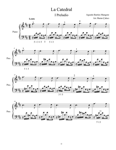 La Catedral for Piano (arr. Arr. Baran Çakıcı)