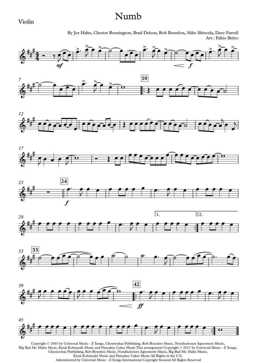 Numb (arr. Fabio Britto)