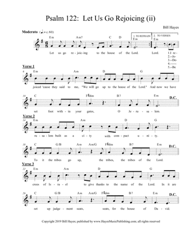 Psalm 122:  Let Us Go Rejoicing (ii)