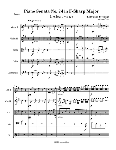 Piano Sonata No. 24, Movement 2 (in G Major) (arr. Joshua Choe)