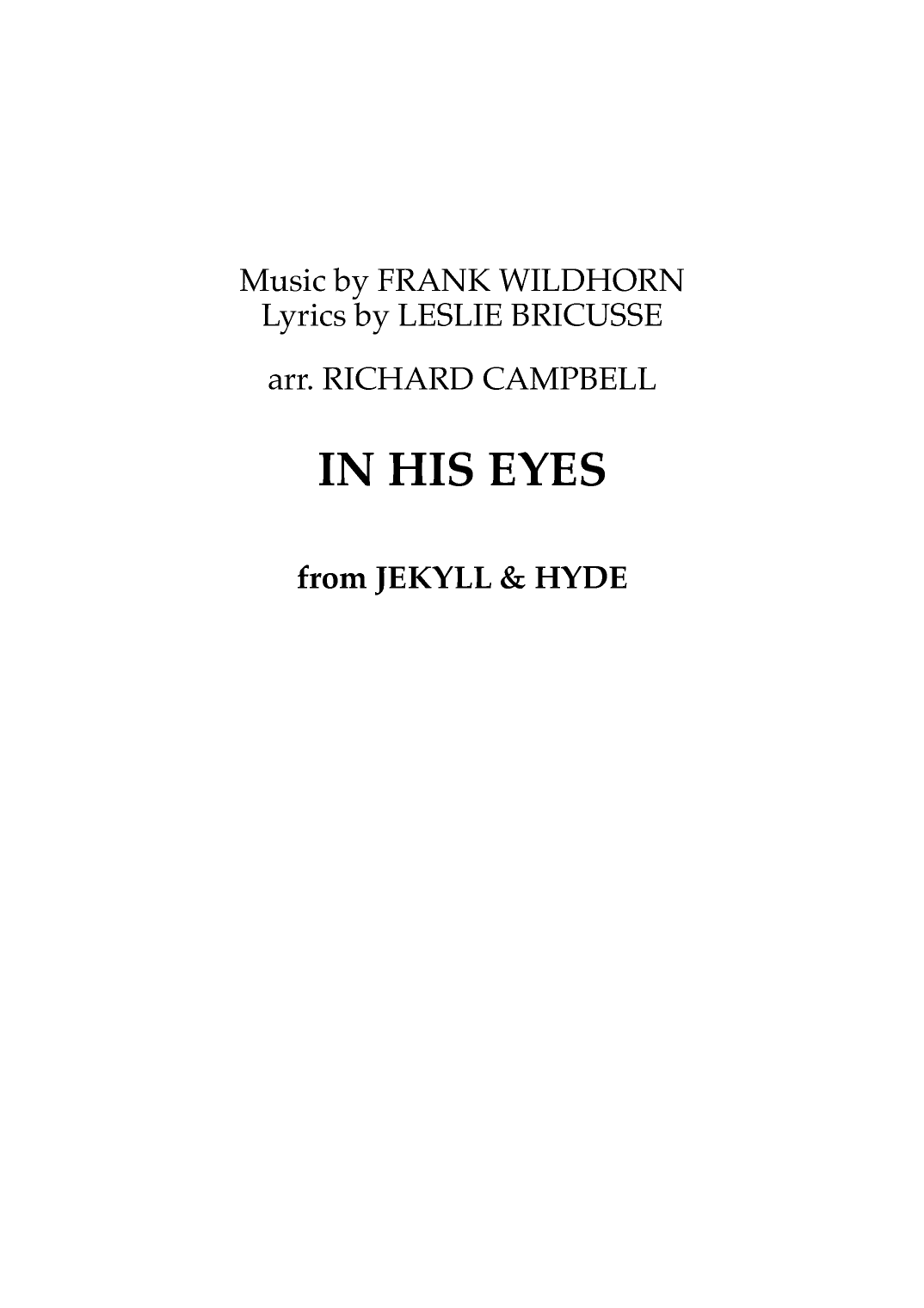 In His Eyes (arr. Richard Campbell)