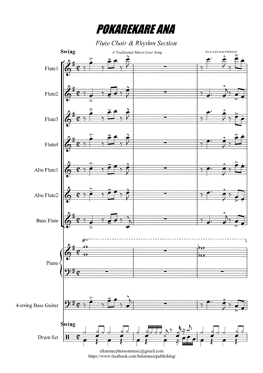POKAREKARE ANA - Flute Choir & Rhythm Section (Full Score) (arr. Ellen Macpherson)