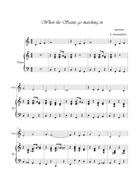 When the Saint go marching in. Violin and piano (arr. Ester Alessandrini)