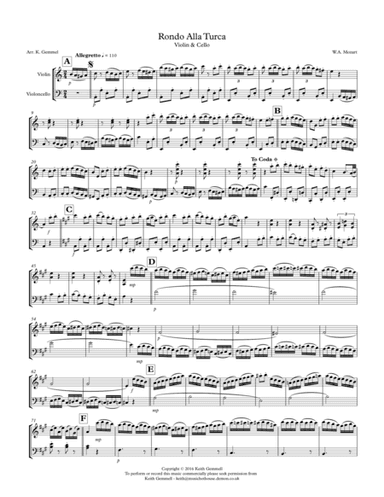 Rondo Alla Turka: Violin & Cello Duet (arr. Keith Gemmell)