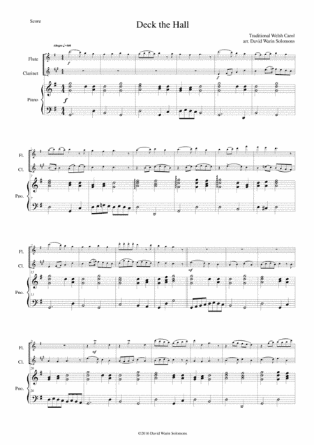 Deck the Hall for flute, clarinet and piano (arr. David Warin Solomons)