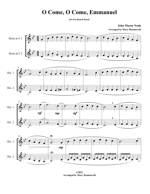 O Come, O Come, Emmanuel (arr. Mary Rounsavall)