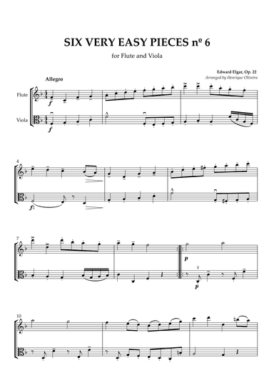 Six Very Easy Pieces nº 6 (Allegro) - Flute and Viola (arr. Henrique Oliveira)