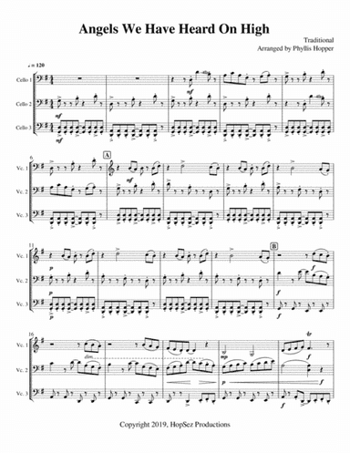 Angels We Have Heard on High - 3 cellos (arr. Phyllis Hopper)