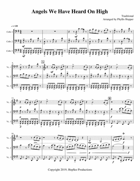 Angels We Have Heard on High - 3 cellos (arr. Phyllis Hopper)