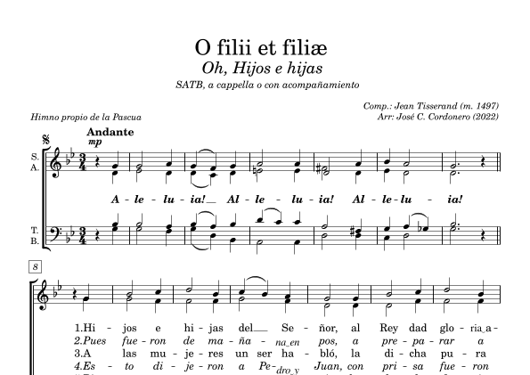 O filii et filiæ  (Oh, hijos e hijas) (arr. José C. Cordonero (n. 2000))