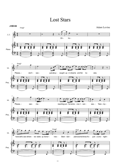 Lost Stars (into The Night Mix) (arr. Adam Levine)