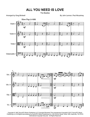 All You Need Is Love (arr. Greg Birdwell)