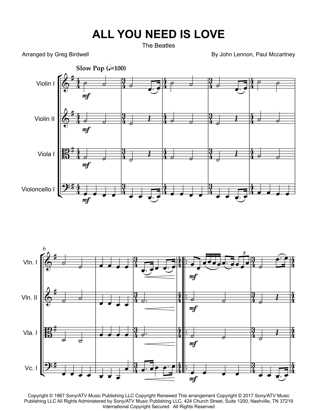 All You Need Is Love (arr. Greg Birdwell)