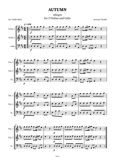 Autumn - The Four Seasons for String Trio (2 violins and cello) (arr. Valdir Maia)