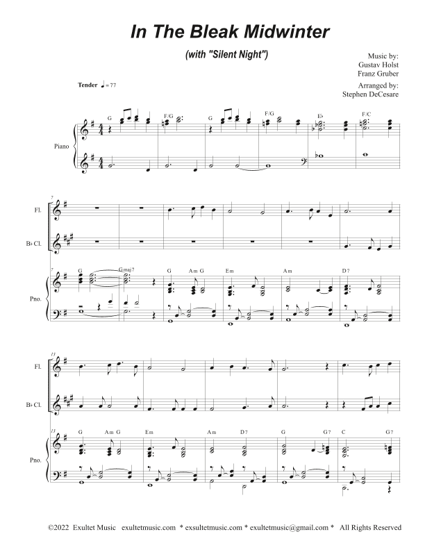 In The Bleak Midwinter (with "Silent Night") (Duet for Flute and Bb-Clarinet) (arr. Stephen DeCesare)