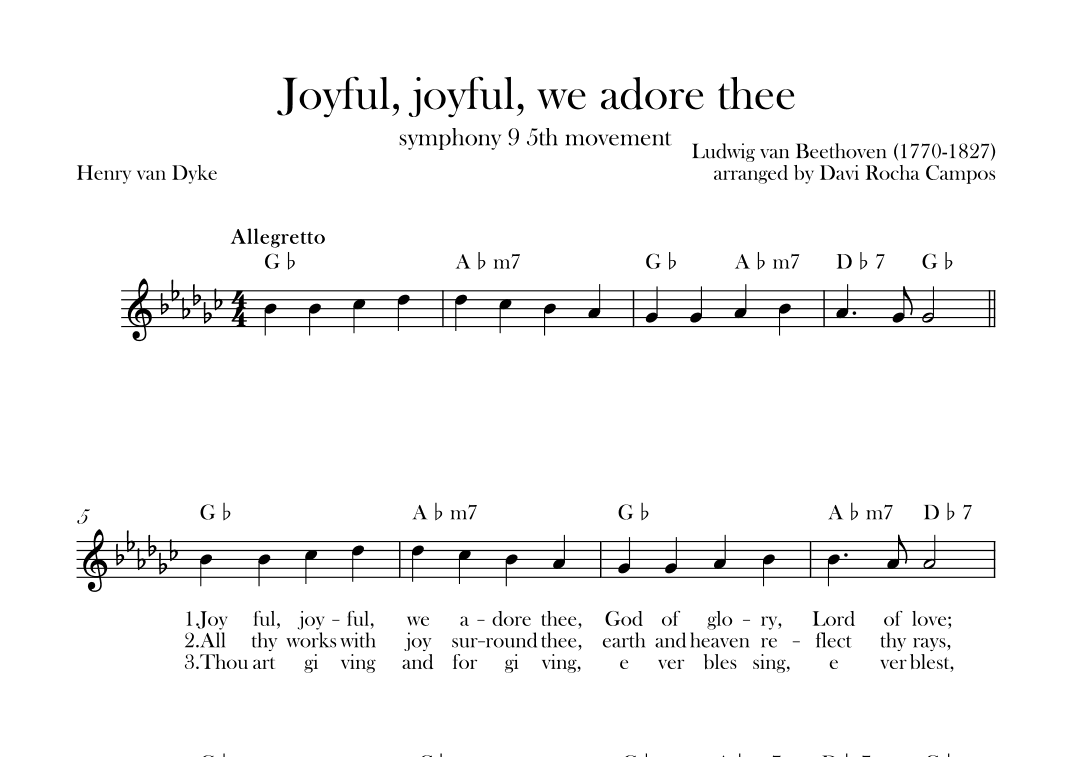 Joyful, joyful, we adore thee (symphony 9 5th movement) Beethoven (arr. Davi Rocha Campos)