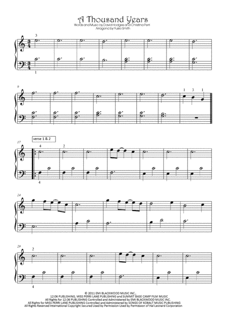 A Thousand Years (arr. Yukie Smith)