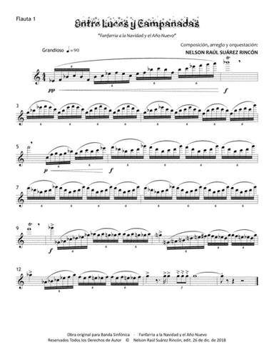 ENTRE LUCES Y CAMPANADAS - Fanfare Concert Band (parts)
