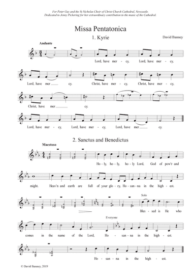 Missa Pentatonica - melody line (for congregational use)