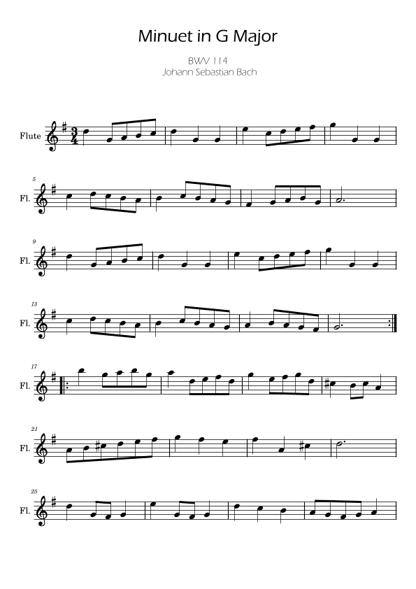 Bach Minuet in G major for Flute (arr. Ygor Nunes)