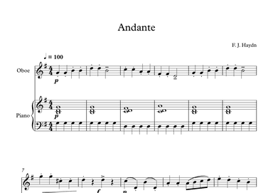 Andante (Surprise Symphony) - Franz Joseph Haydn (Oboe + Piano) (arr. Digital Book Music)