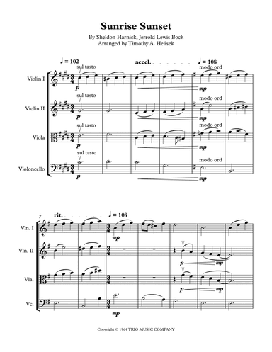 Sunrise, Sunset (arr. Timothy A. Helisek)