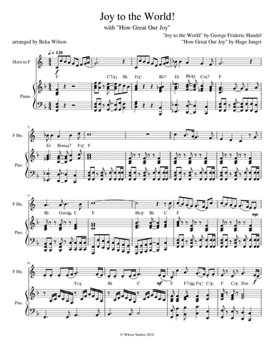 Joy to the World/How Great Our Joy--horn solo (arr. Beka Wilson)