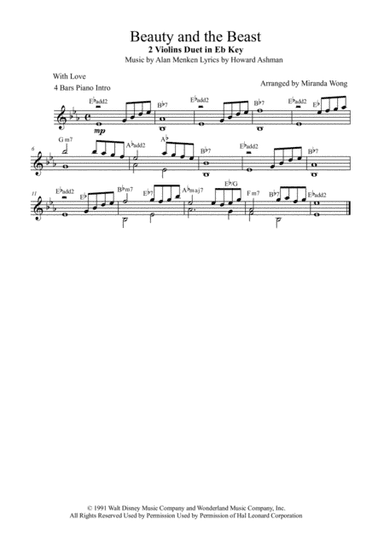 Beauty And The Beast (arr. Miranda Wong)