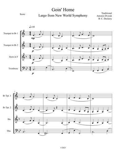 Goin' Home - Largo from New World Symphony (Brass Quartet) (arr. B. C. Dockery)