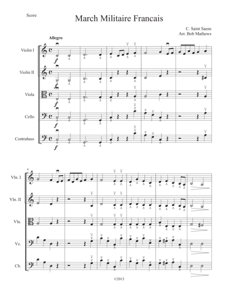 March Militaire Francais for String Orchestra (arr. Bob Mathews)
