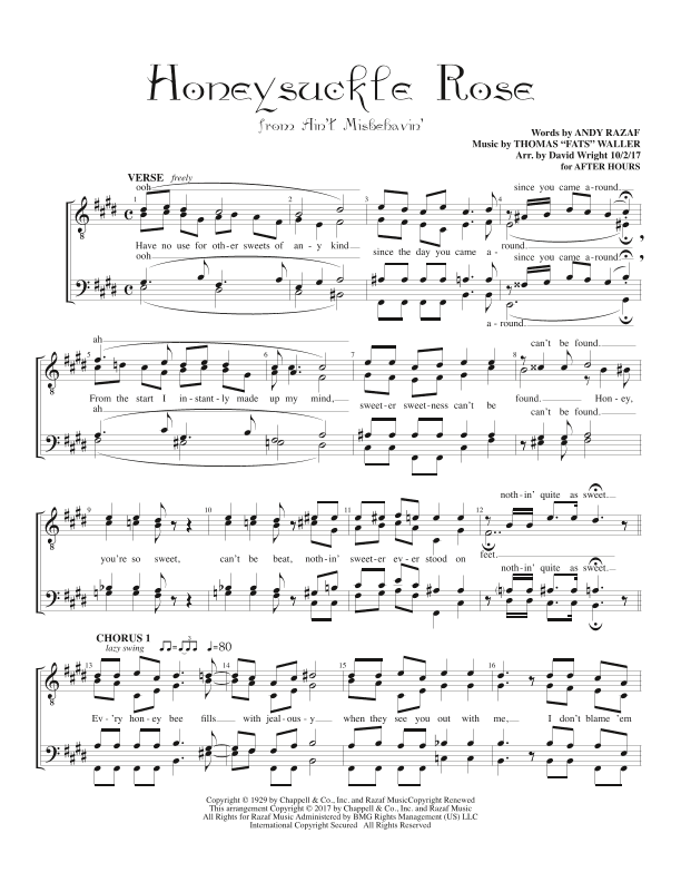 Honeysuckle Rose (arr. David Wright)