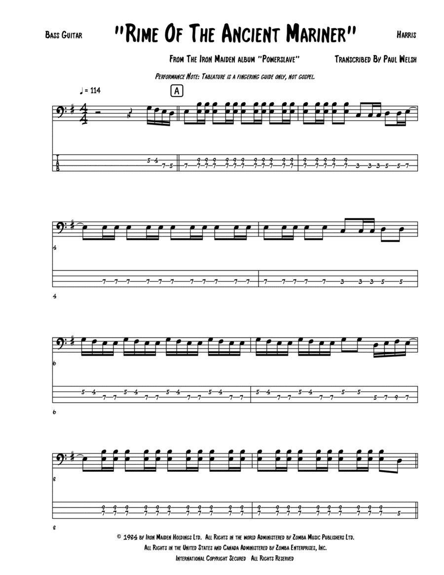 Rime Of The Ancient Mariner (arr. Accubass)