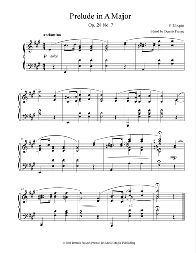 Prelude in A Major (Op. 28 No. 7) (arr. Dennis Frayne)