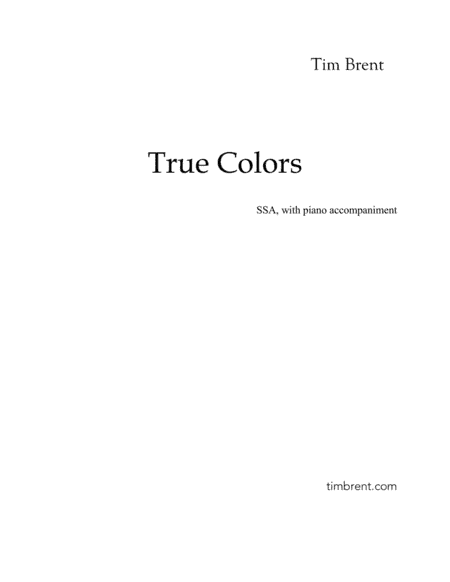 True Colors (arr. Tim Brent)