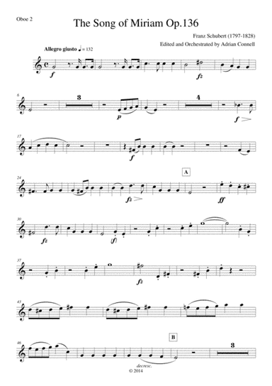 Schubert - The Song of Miriam Op.136 - Oboe 2 (arr. Adrian Connell)