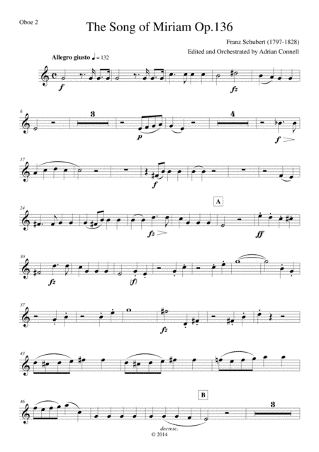 Schubert - The Song of Miriam Op.136 - Oboe 2 (arr. Adrian Connell)