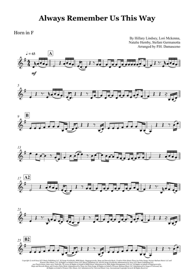 Always Remember Us This Way (arr. P.H. Damasceno)