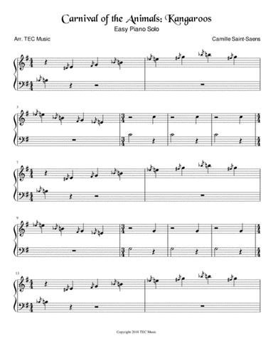 Carnival of the Animals: Kangaroos (Easy Piano) (arr. TEC Music)