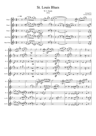 St. Louis Blues (Handy) for Flute Choir (arr. Carolyn Goates)