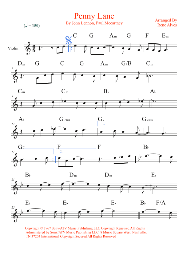 Penny Lane (arr. Rene Alves)