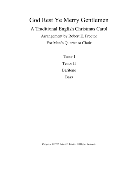 God Rest Ye Merry Gentlemen (arr. Robert E. Proctor)