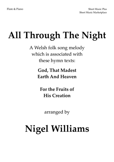 All Through The Night, for Flute and Piano (arr. Nigel Williams)