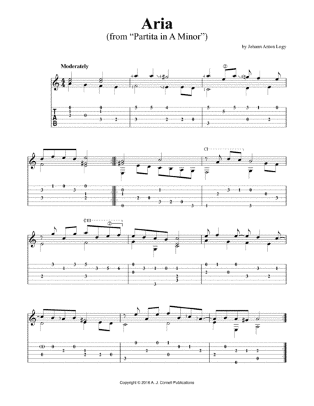 Aria (from "Partita in A Minor") (arr. A. J. Cornell Publications)