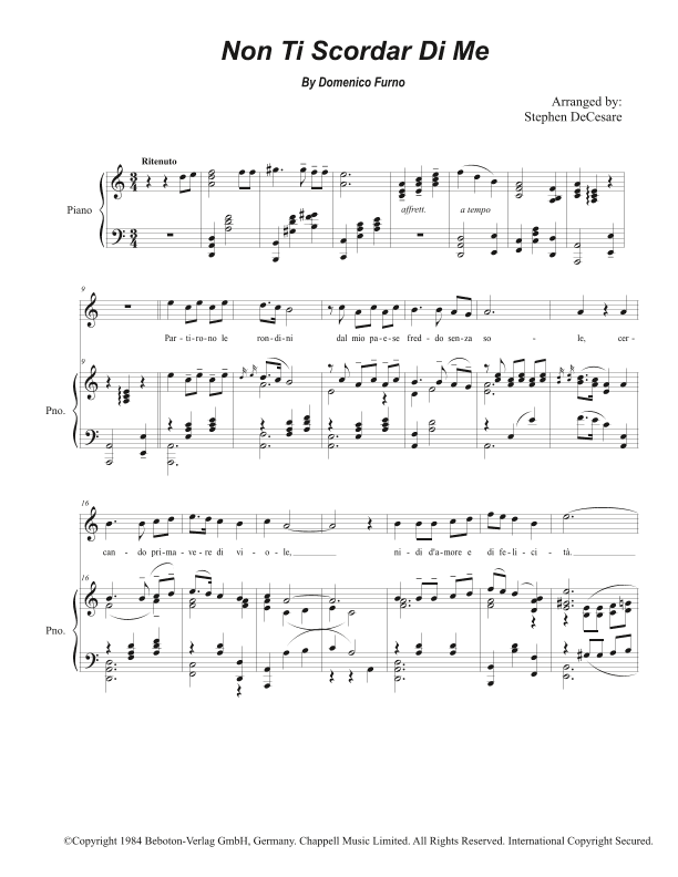 Non Ti Scordar Di Me (arr. Stephen DeCesare)