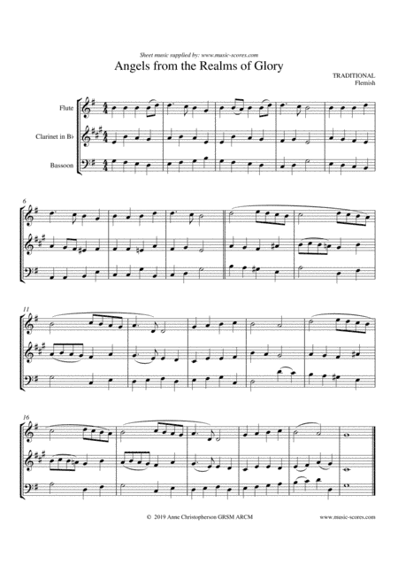 Angels From the Realms of Glory - Flute, Clarinet and Bassoon (arr. Anne L Christopherson GRSM ARCM)