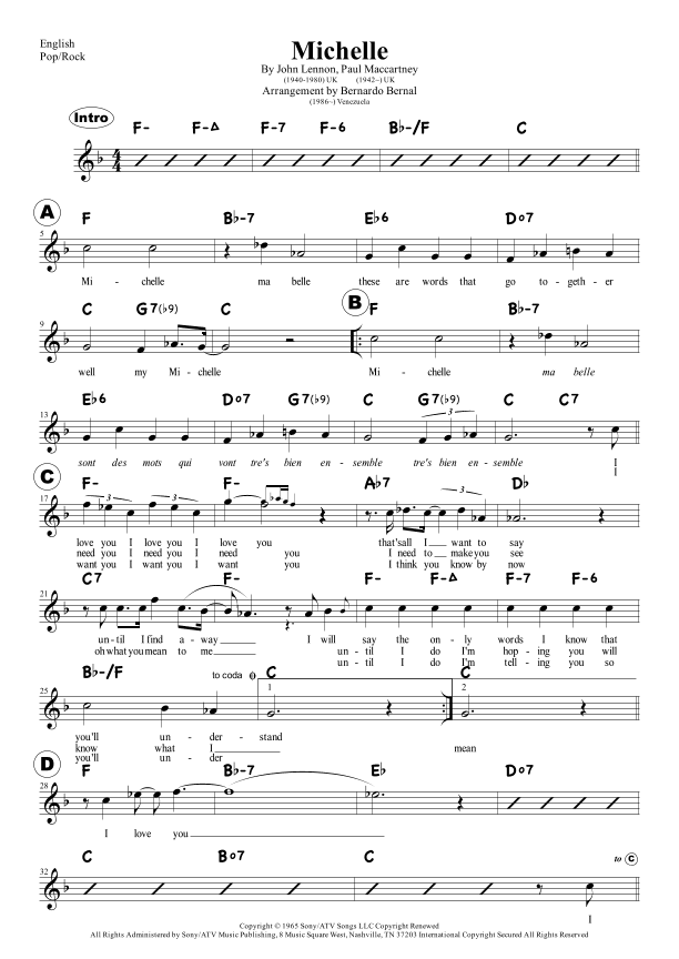 Michelle (arr. Bernardo Bernal Hidalgo)